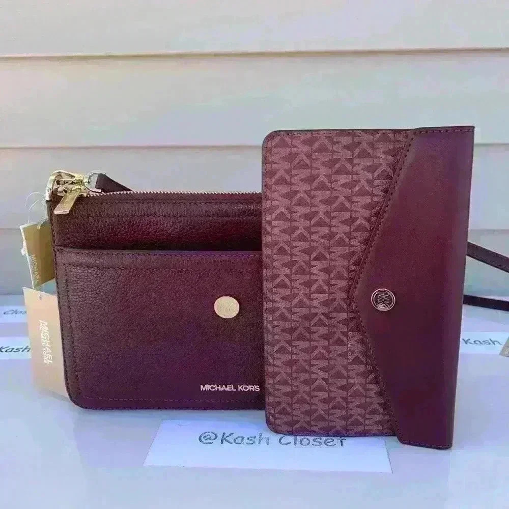 Michael Kors Maisie 3 in 1 Crossbody Bag Medium Pebbled Leather Purse Merlot